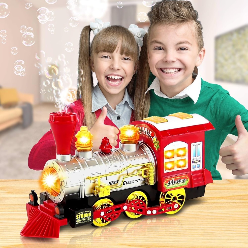 ArtCreativity Christmas Train Toy Bubble Machine for Kids, Bubble Blower Maker,