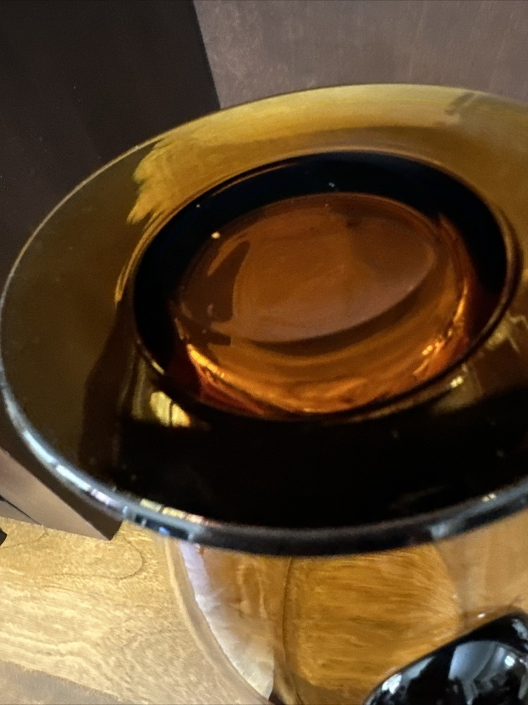 Glass Handled Pitcher Amber Honey Optic Panel 9.5”