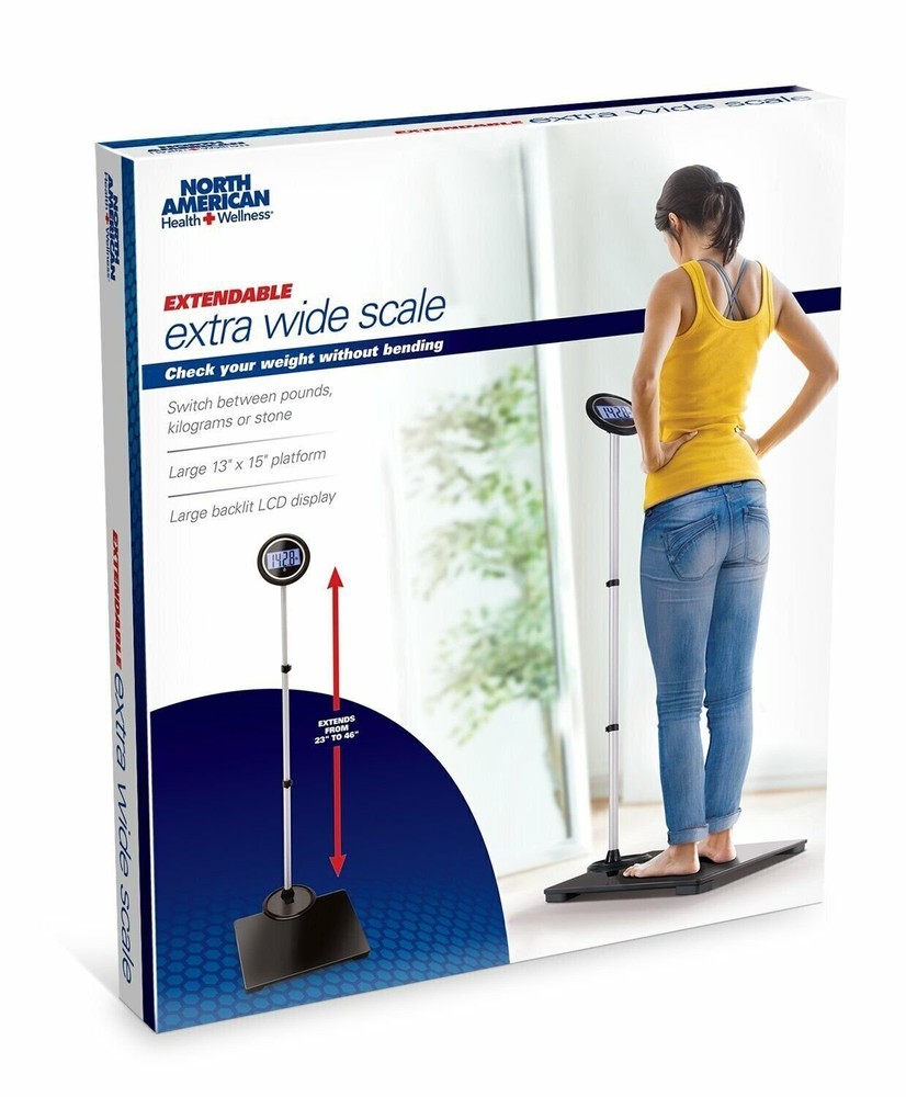 Extendable Extra Wide Scale Blacklit LCD Display Screen Measure LBS, Stones KGs