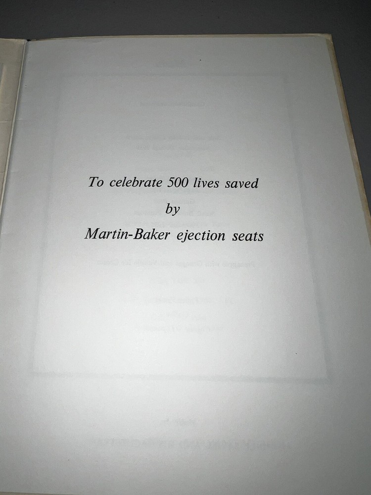 Martin Baker Aircraft 1962 Dinner & Dance Program Ejection Seat Celebration