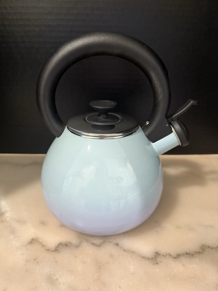 The Cellar Button Tea Kettle with Stay-Cool Handle  1.4 quarts Aqua
