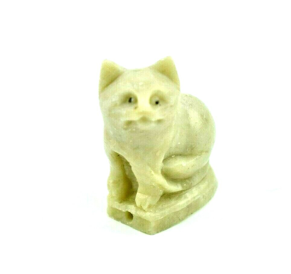 Miniature Soapstone Kitty Cat Figurine