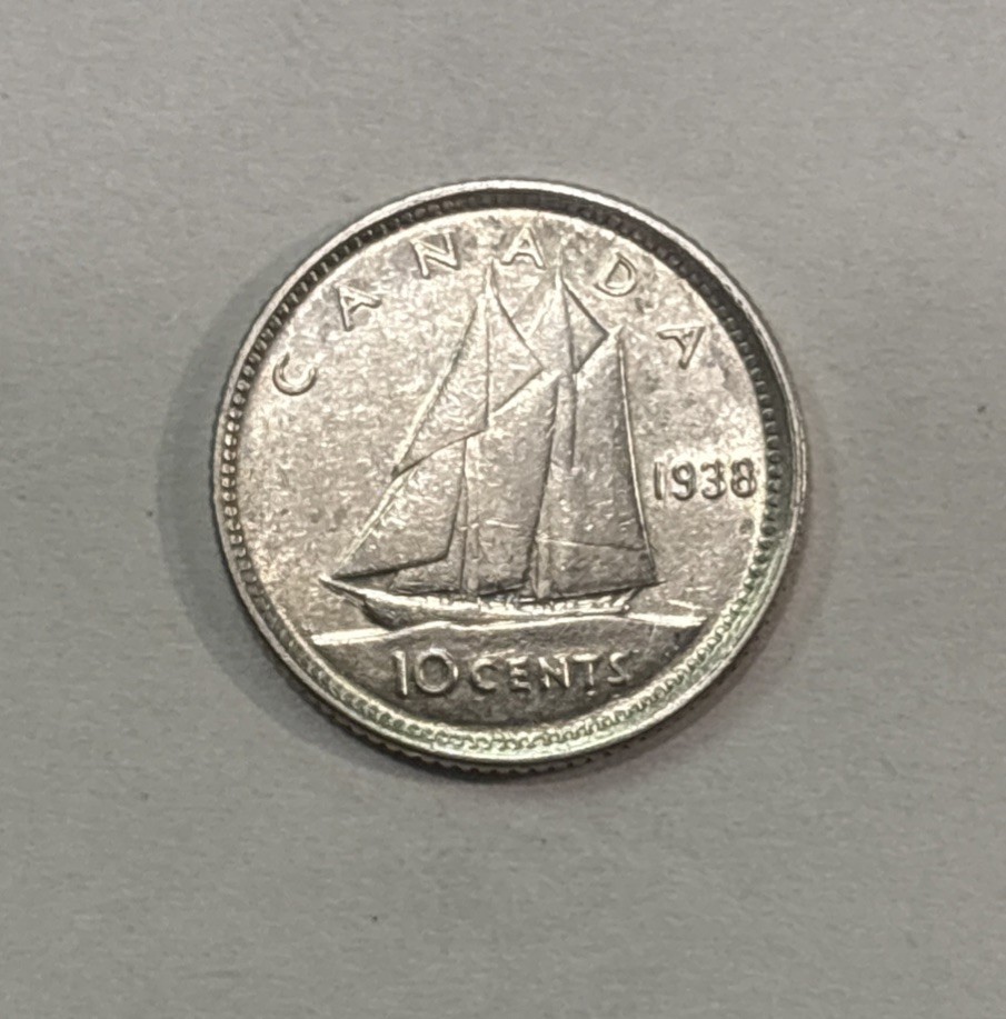 1938 Canada Silver! 10 Cent! ENN Coins