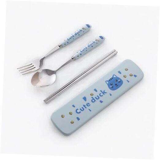 Cute Silverware Set, Animal Series Ceramic Handle 3pcs with case Cat