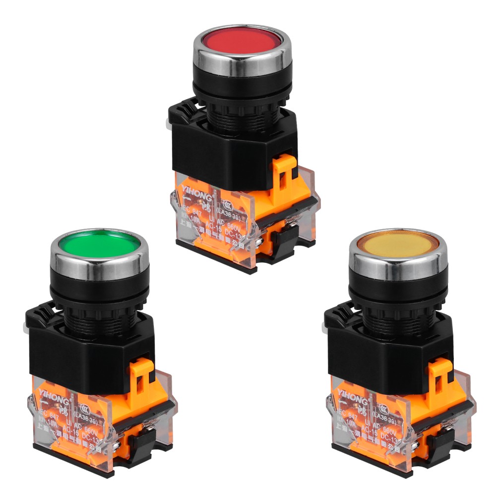 3 Pcs Plastic Momentary Push Button Switch Pushbutton Switches