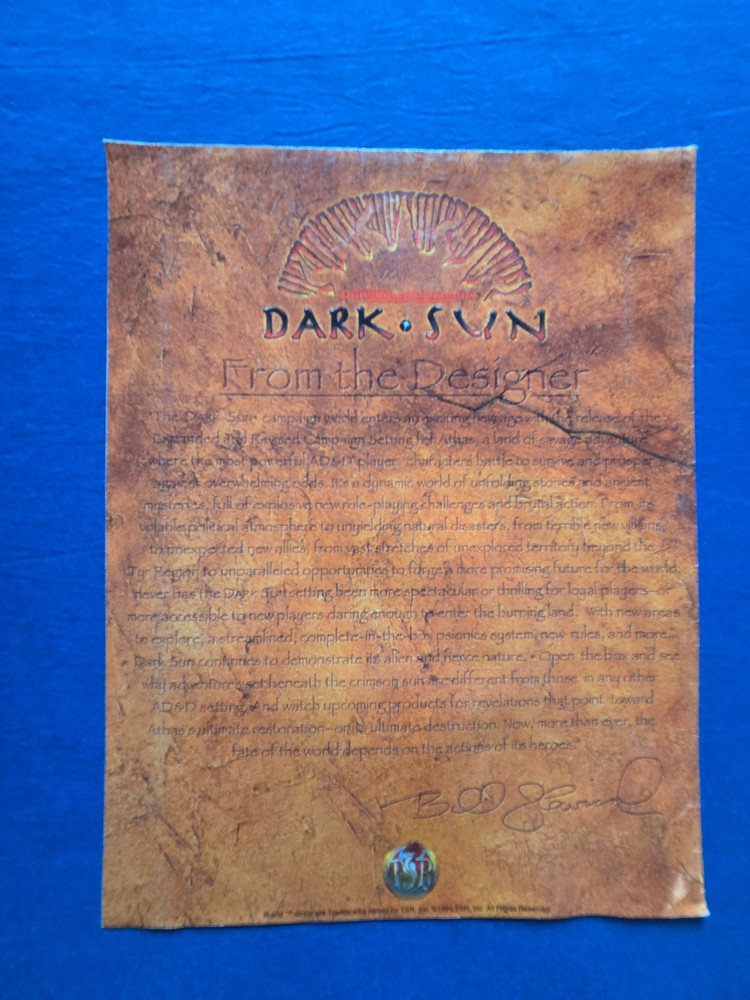 Dark Sun Conspectus - AD&D