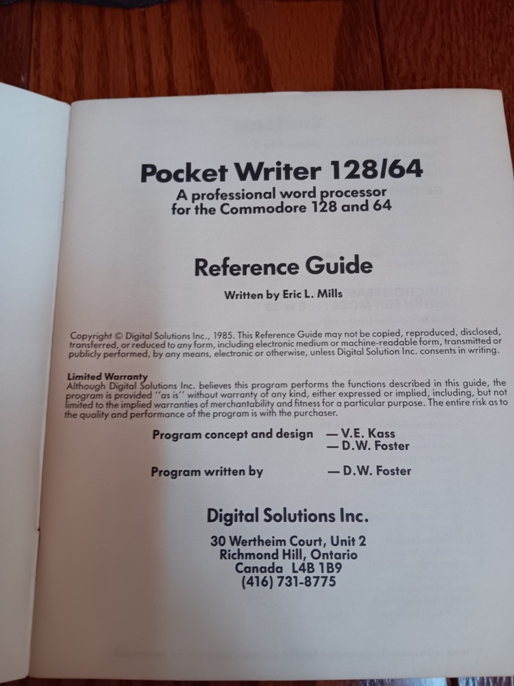 Commodore 128/64 Pocket Writer/Filer/Planner Three Reference Guides