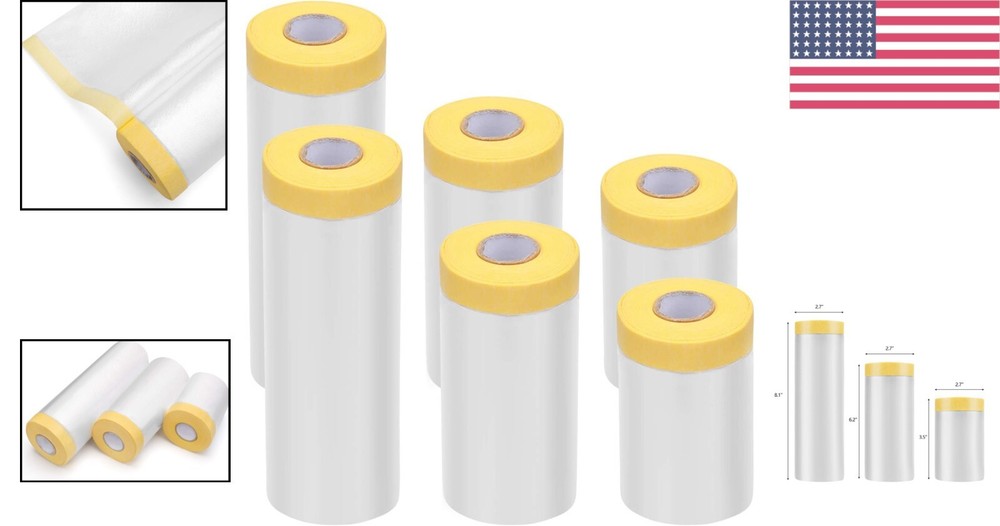 Water-Resistant, Lightweight Masking Tape & Drape - Assorted Sizes Included