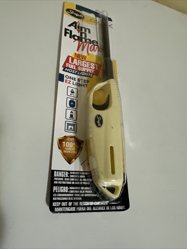 Scripto Aim N Flame Max Ez Light Tan/yellow Lighter
