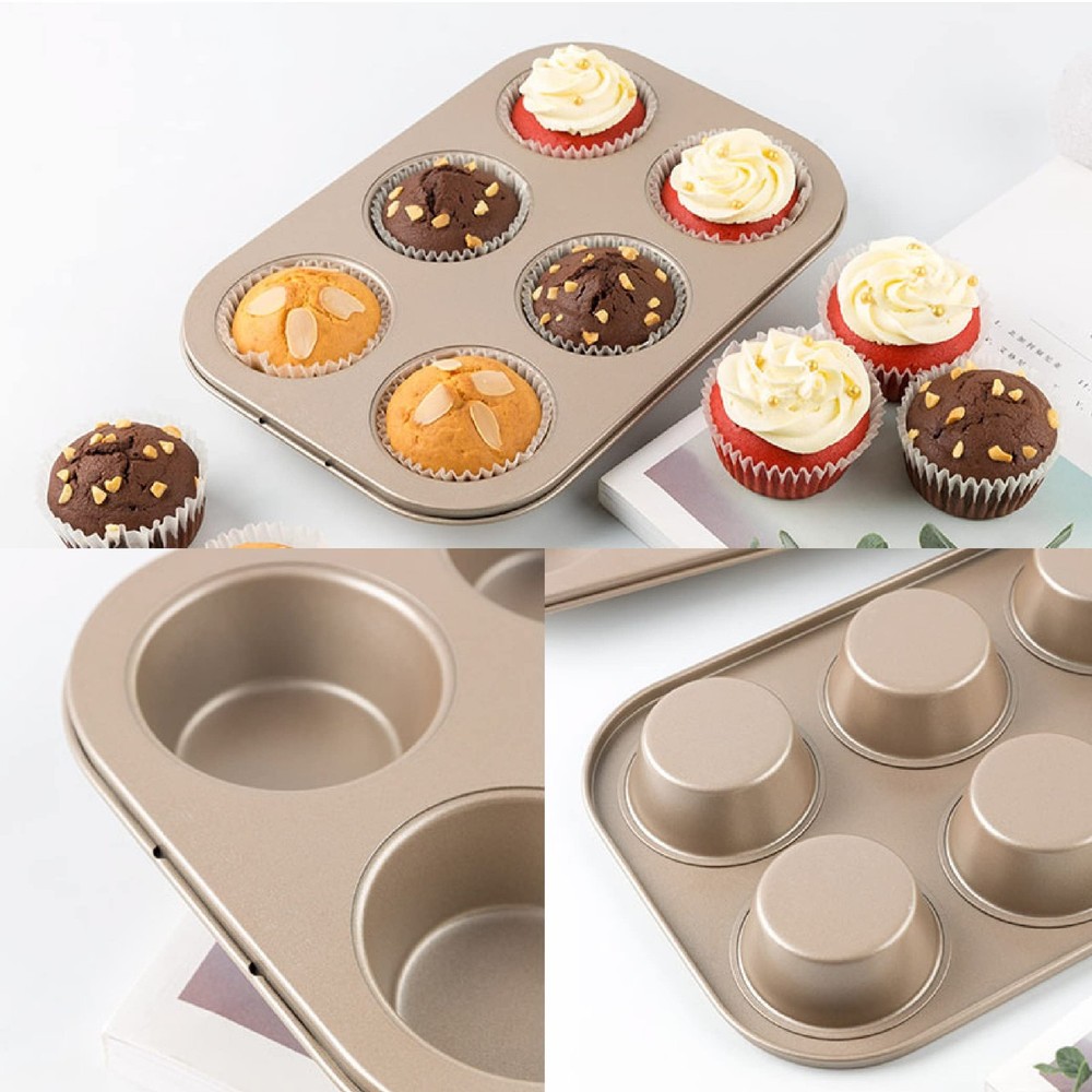 FORBAKE 6 Cups Carbon Steel Nonstick Bakeware Muffin Pan