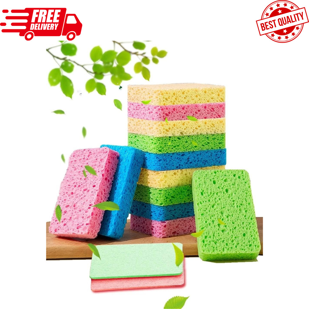 12-Count Kitchen Sponges Compressed Cellulose Sponges Non-Scratch