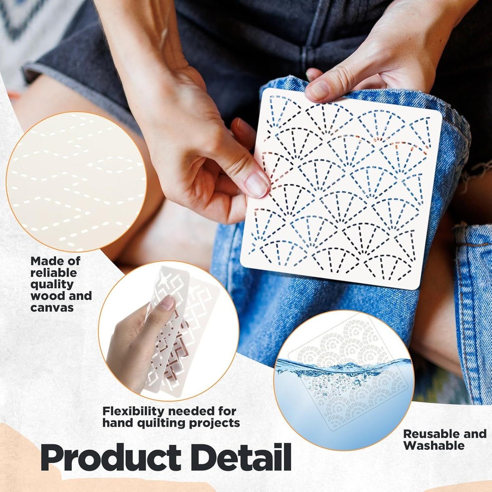 30 Plastic Sashiko Stencils 4.7 X 4.7 Inch Geometric Pattern Templates