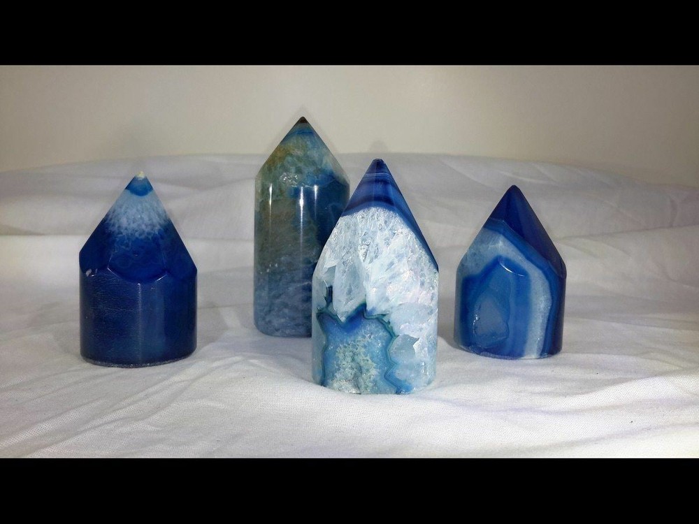Hand Crafted Polished Blue Agate Cylindrical Crystal Point - Grab Bag