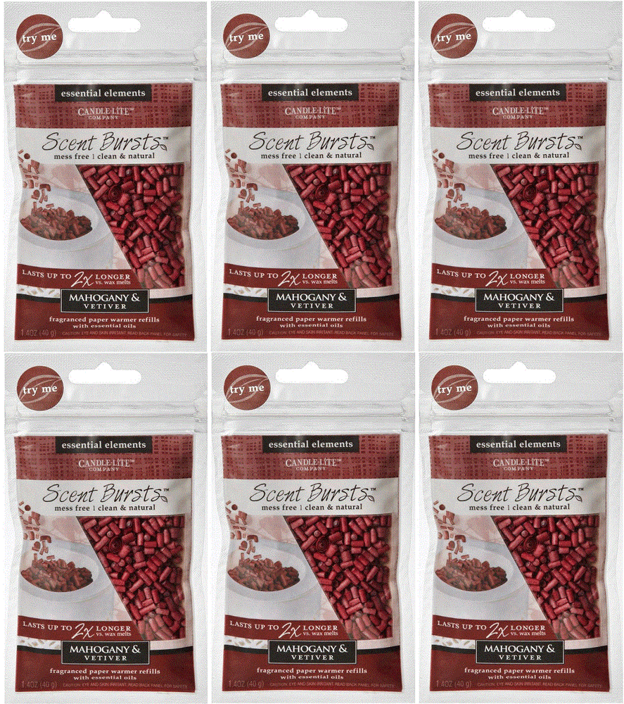 6 Pack Essential Elements Scent Bursts Mahogany & Vetiver