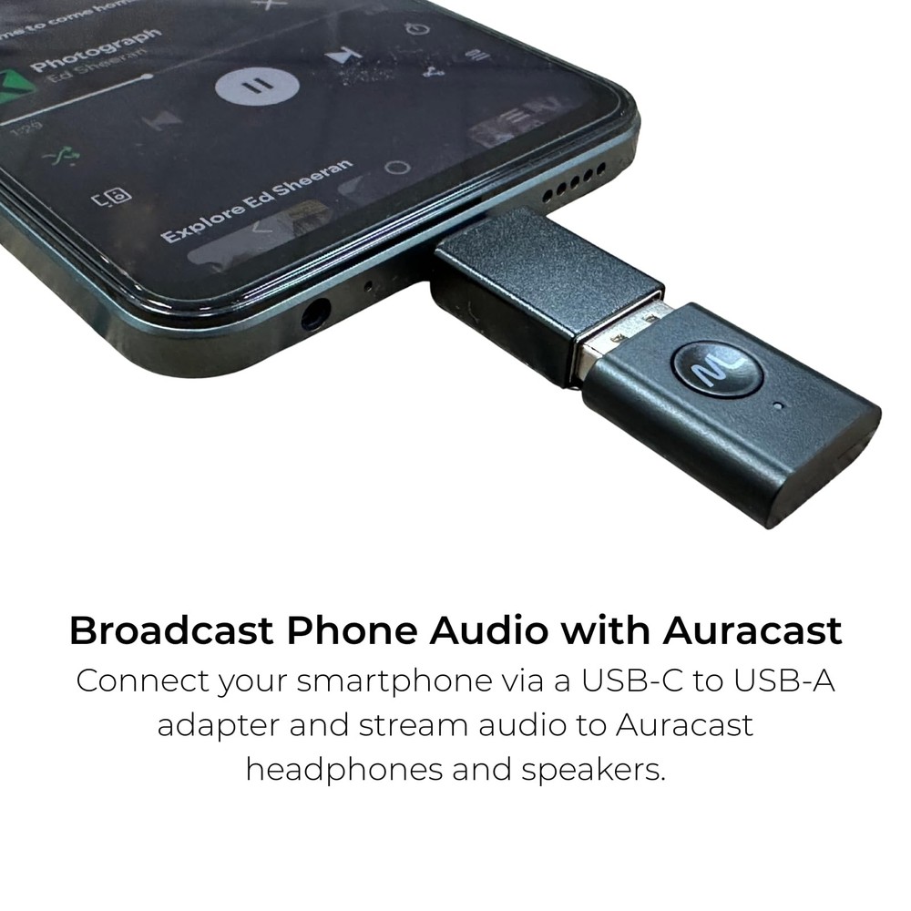 MoerLink Bluetooth 5.3 Auracast Audio Transmitter – USB Plug-and-Play Adapter...
