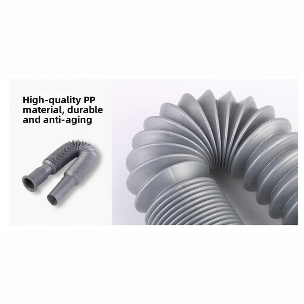 Flexible Drain Hose 2 PCS 80-90cm Extendable Plastic Pipe for Standard Sink Use