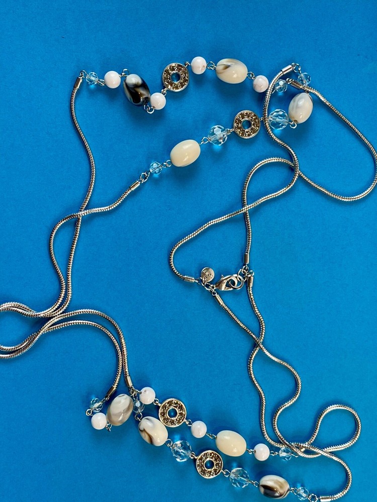 Mixed Material Dual Layer Vintage Chunky Retro Necklace By Loft