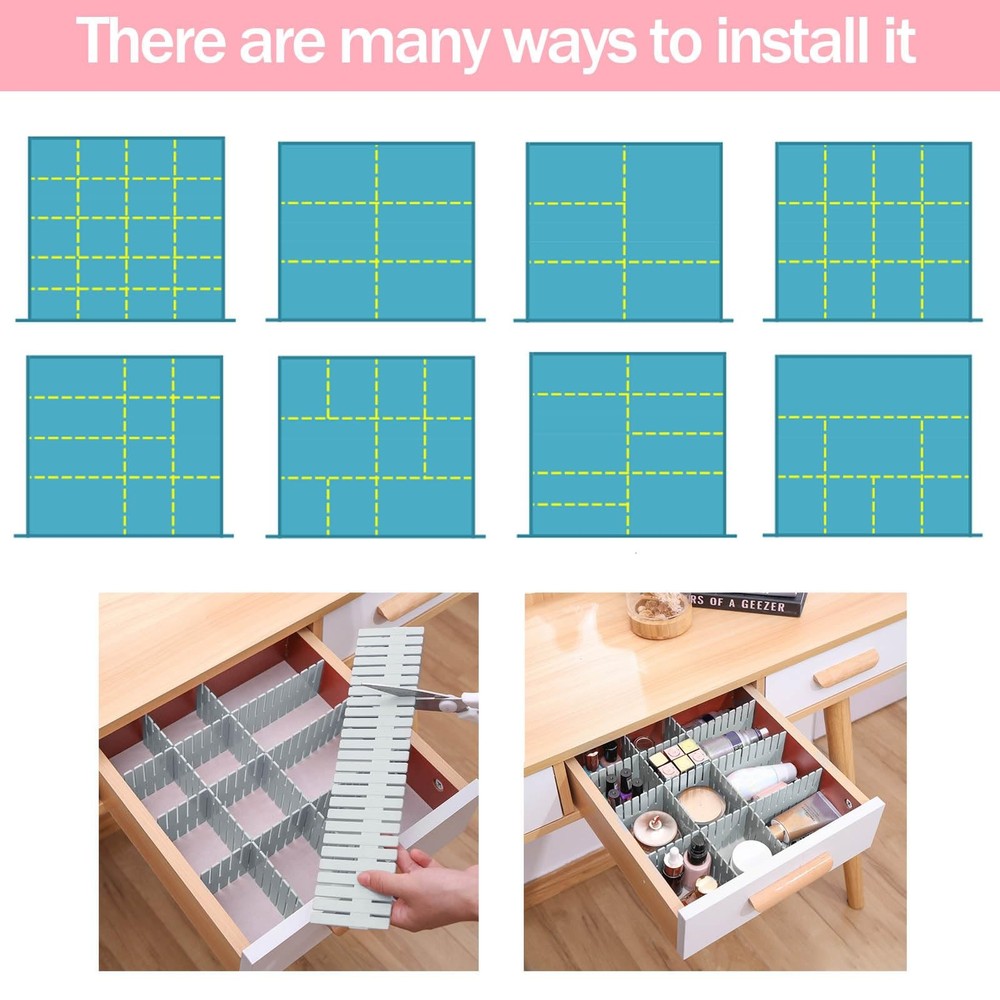 acDesign 40Pcs Grid Drawer Dividers, Adjustable Organizer for Grey