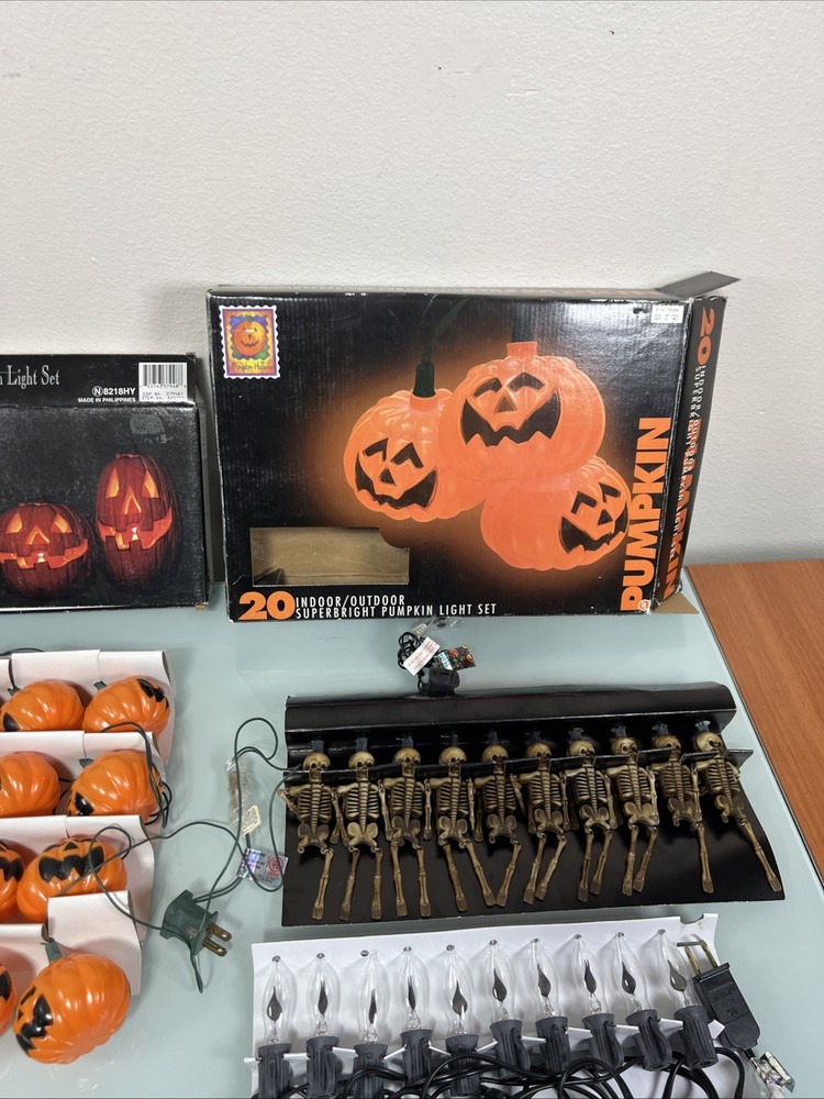 Halloween Light Set Bundle Skeleton Pumpkin Flicker Candle Lights Tested Working
