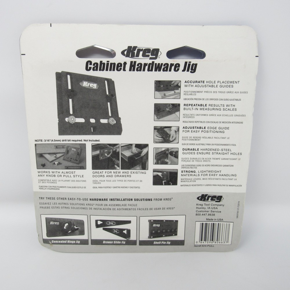 Kreg Cabinet Hardware Jig To Install Knobs Pulls Model KHI-PULL New Sealed