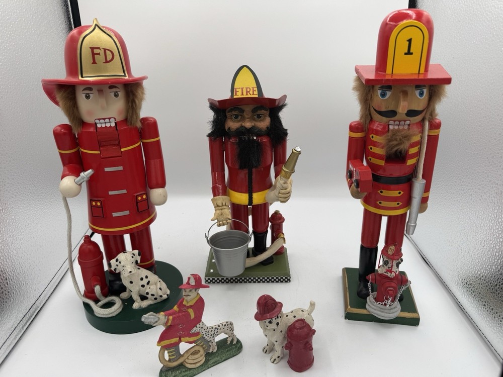Fire Fighter Nutcracker Bundle Deal Of 5 Items