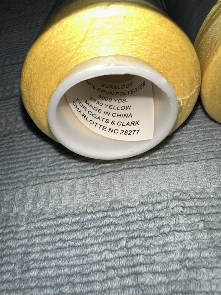 Coats Surelock 4 Spools 7330 Yellow Polyester Thread,3000 Yds
