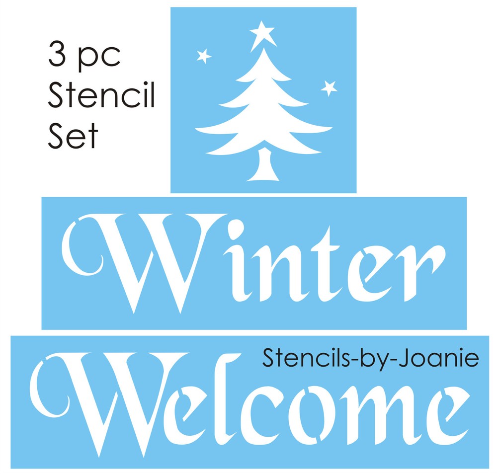 Stencil Winter Welcome Rustic Christmas Pine Tree Primitive Craft Sign Blocks