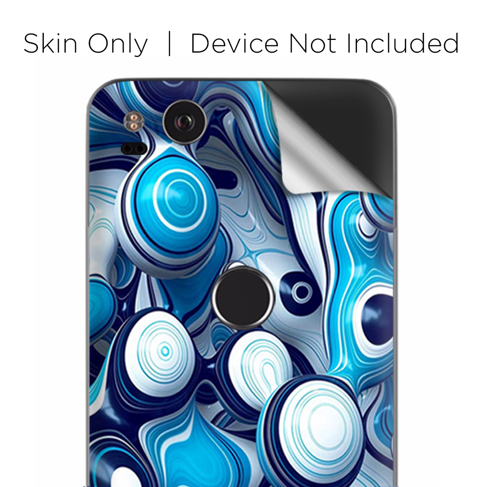 Google Pixel 2 Skins Decal Wrap Mixed Blue Bubbles Glass