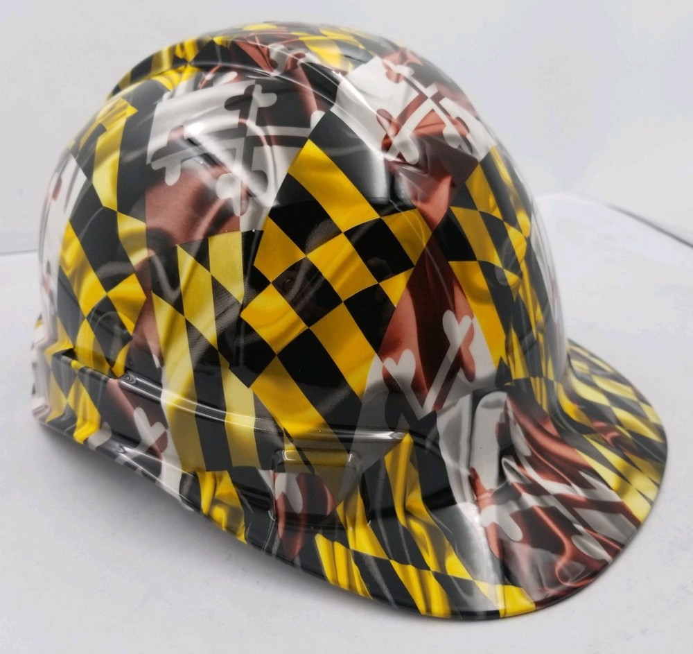 Hard Hat CAP custom hydro dipped , OSHA approved MARYLAND STATE FLAG