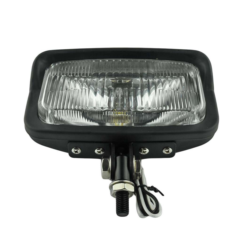 Retro Motorcycle Headlight Black Rectangle Lamp Custom For Harley Cafe Racer