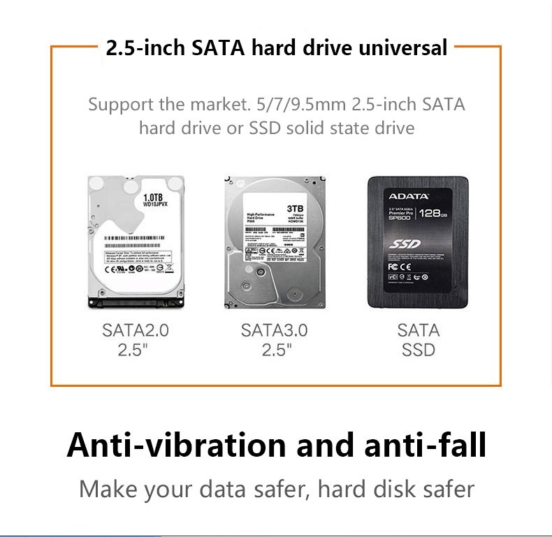 USB 3.0 2TB SATA SSD External Hard Drive Portable Desktop Mobile Hard Disk Case