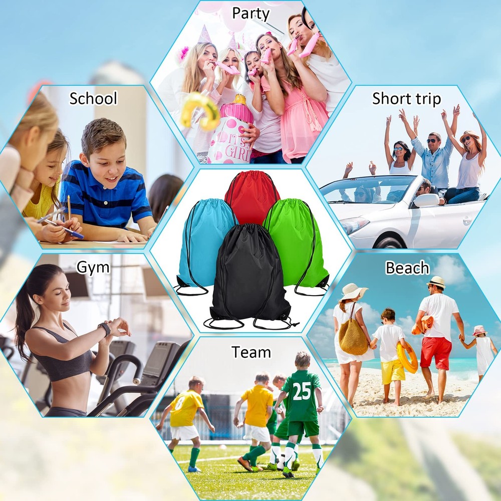Shappy 60 Pieces Drawstring Bags Backpack Bulk Full Size, 4 Colors