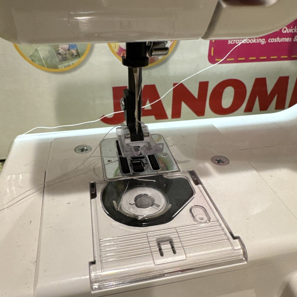 Janome Sew Mini Sewing Machine Compact Portable White & Red With Box