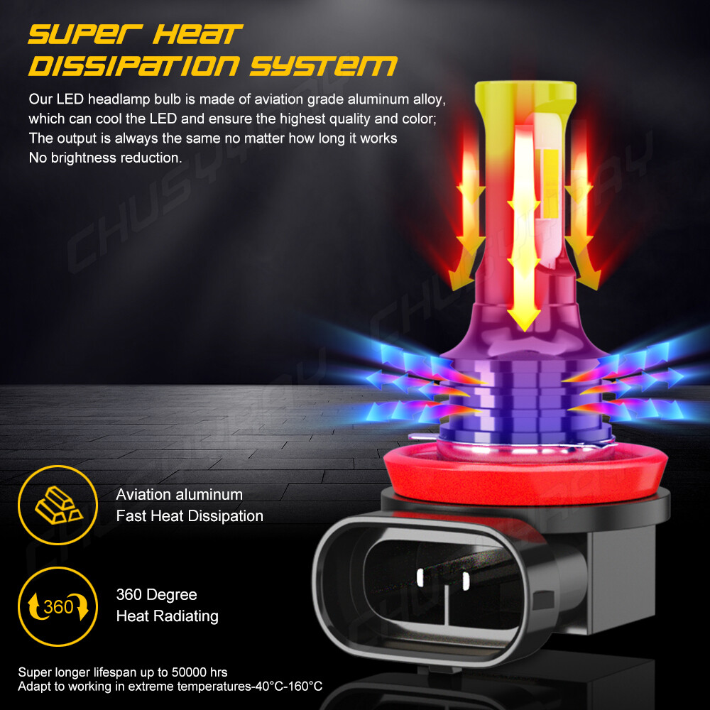 H11 Led Headlight Super Bright Bulbs Kit White 6000K Low Beam 2-PACK