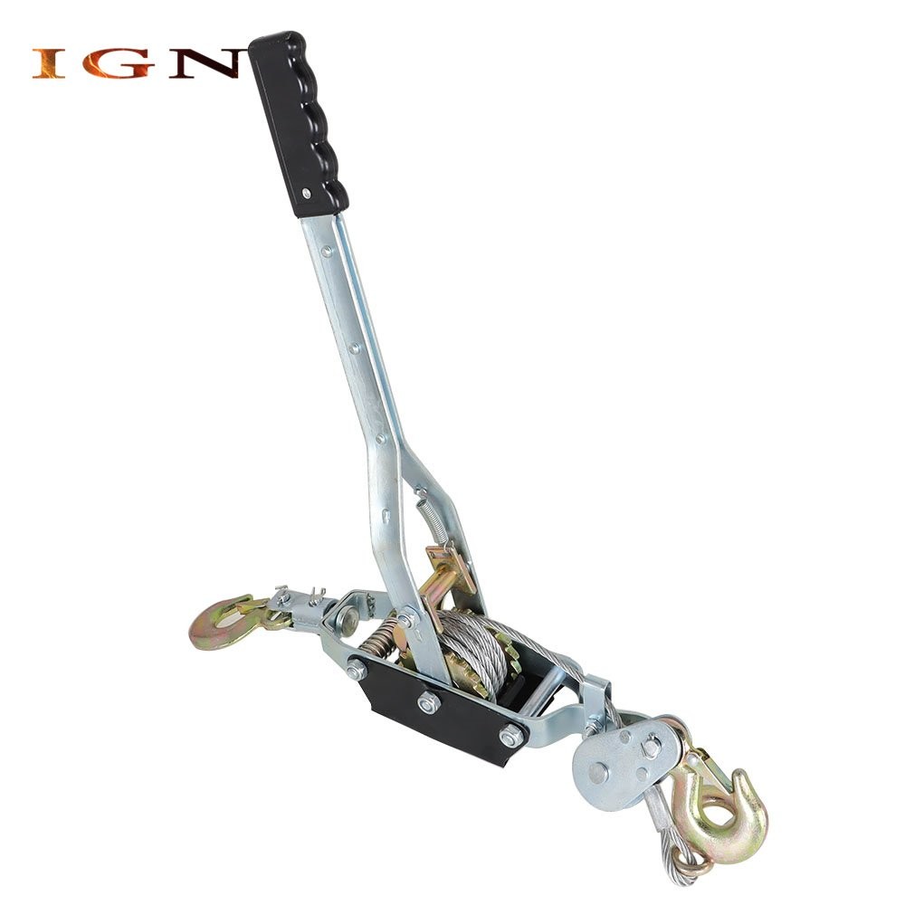 New Dual Gear Power Puller Steel Cable Handle 4 Ton Power Puller With 3 Hooks
