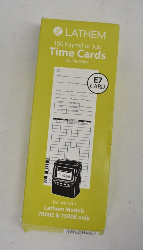 Lathem Time Cards E79-100 For 7000E & 7500E Models E7 Double Sided White