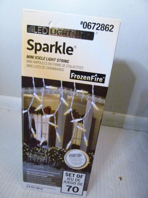 LED Lightshow Sparkle FrozenFire Mini Icicle Light String Blends Warm & Cool LED