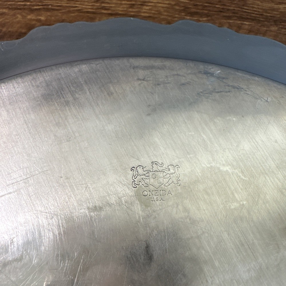 Oneida Silver Plated Platter 12 Inch Scrolls Intricate Design ~ Please Read