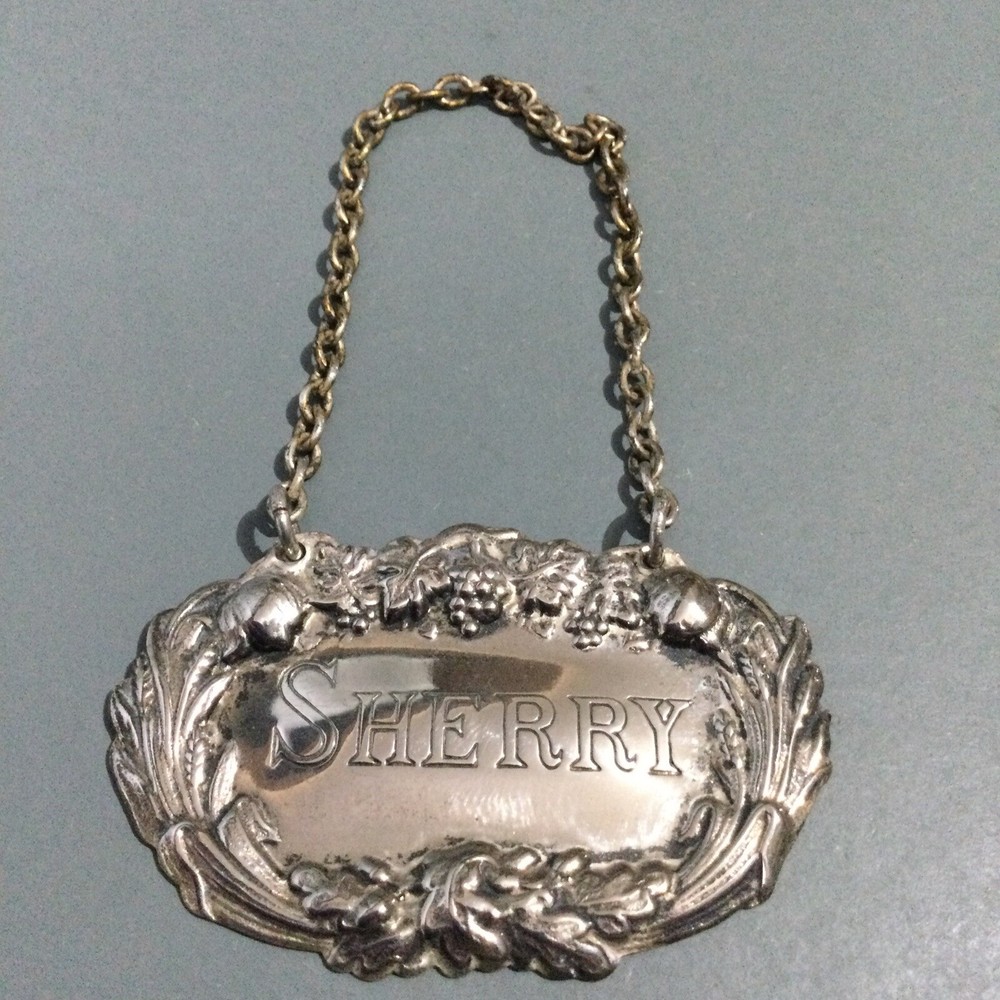 Vintage Silver Plate Decanter Label “ Sherry “