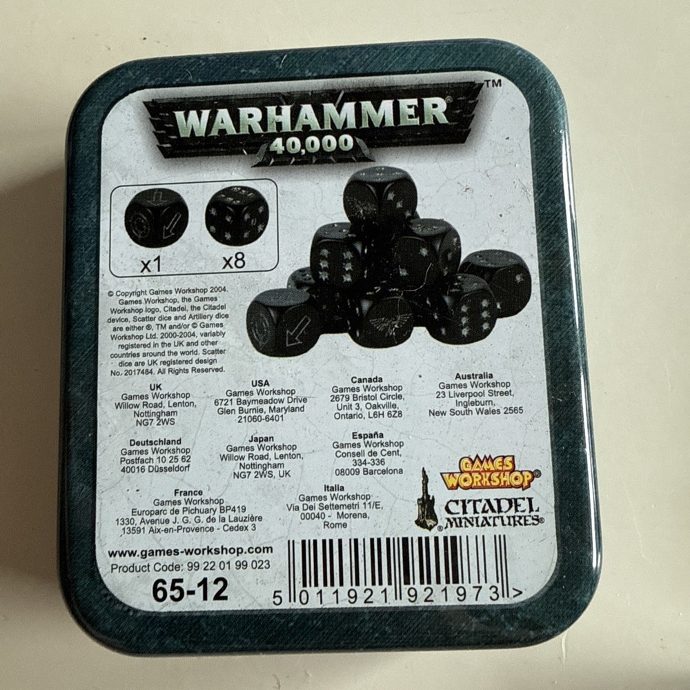 Warhammer 40k Imperial Dice & Tin 2004 OOP Rare