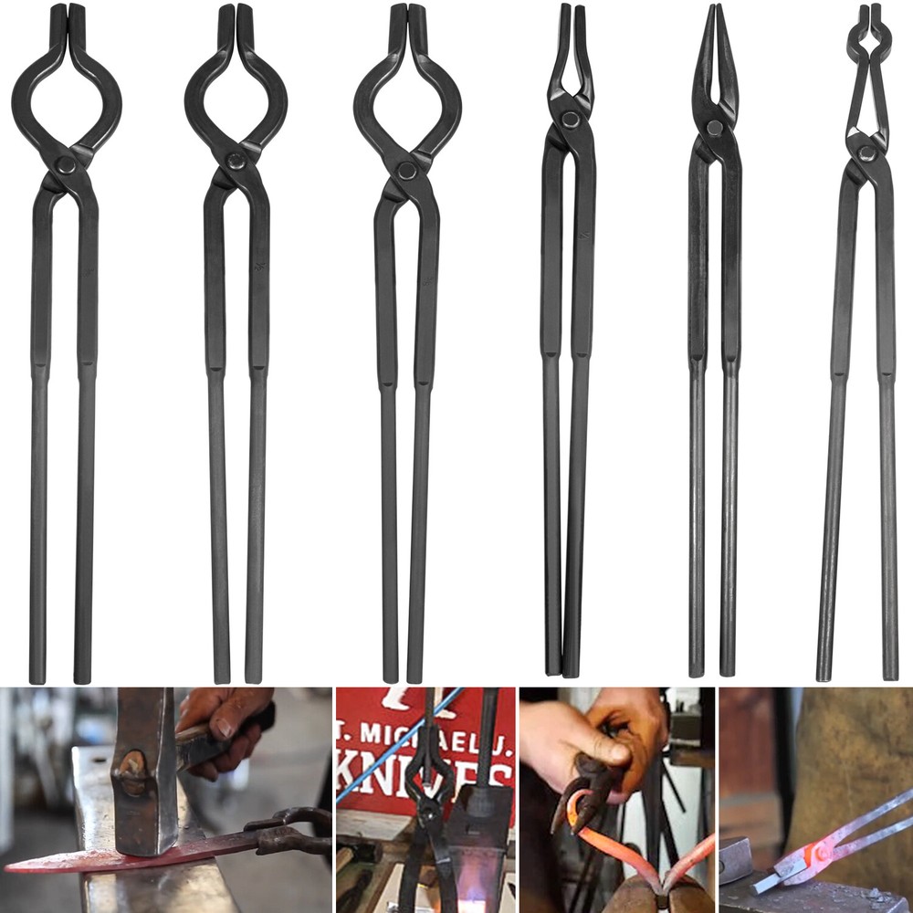 Beginner Blacksmith Bladesmith Forge Tongs Tools Set Knife Making Tongs Set 6PCS