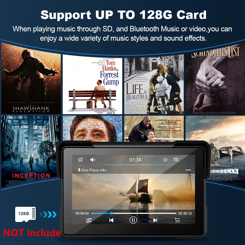 7 " Motorcycle Wireless Carplay Android Auto Screen Dual Bluetooth GPS Nav TPMS