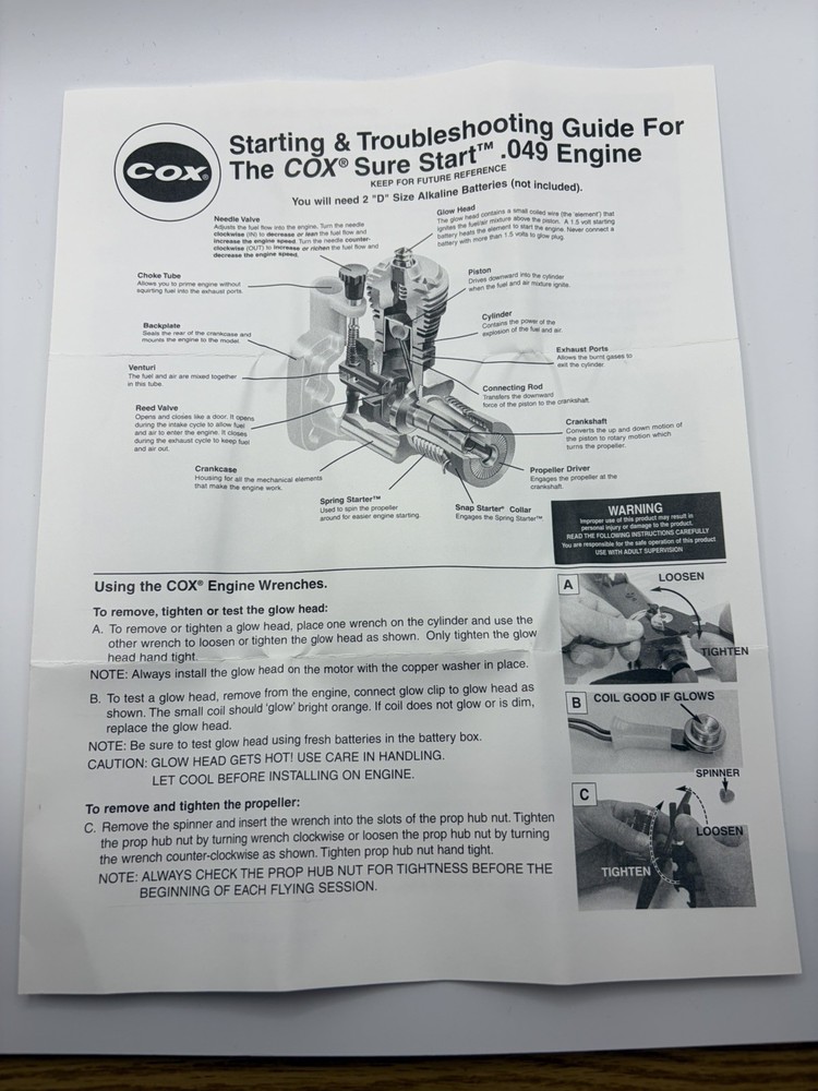 Cox Gas Powered .049 SureStart Engine Value Combo – Cox Factory Replacement Engi