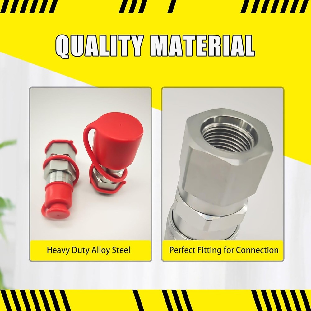 5/8" SAE Flat Face Hydraulic Quick Connect Coupler Set for Skid Steer Loader