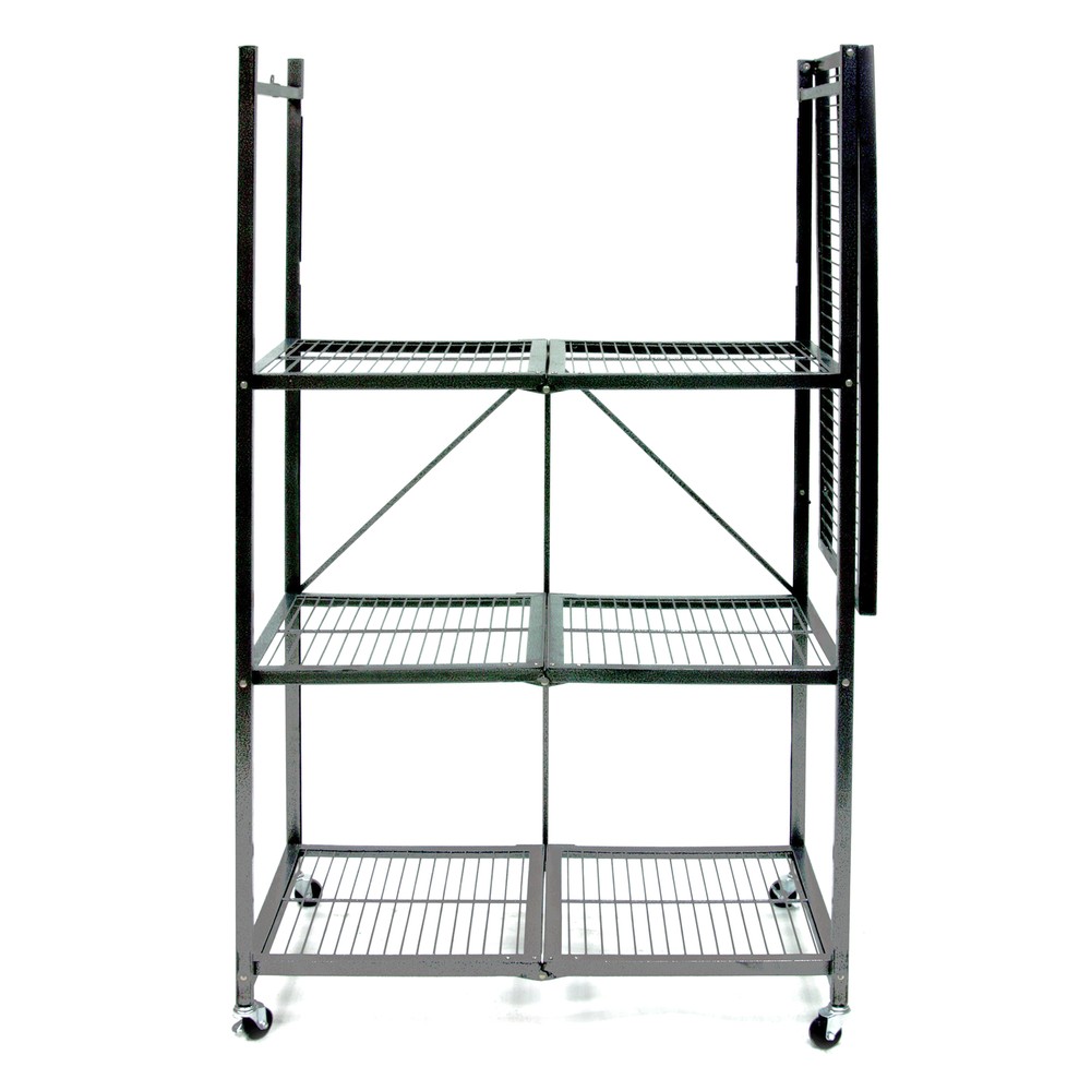 Origami 4 Tier Multipurpose Folding Storage Organizing Rack with Wheels (2 Pack)