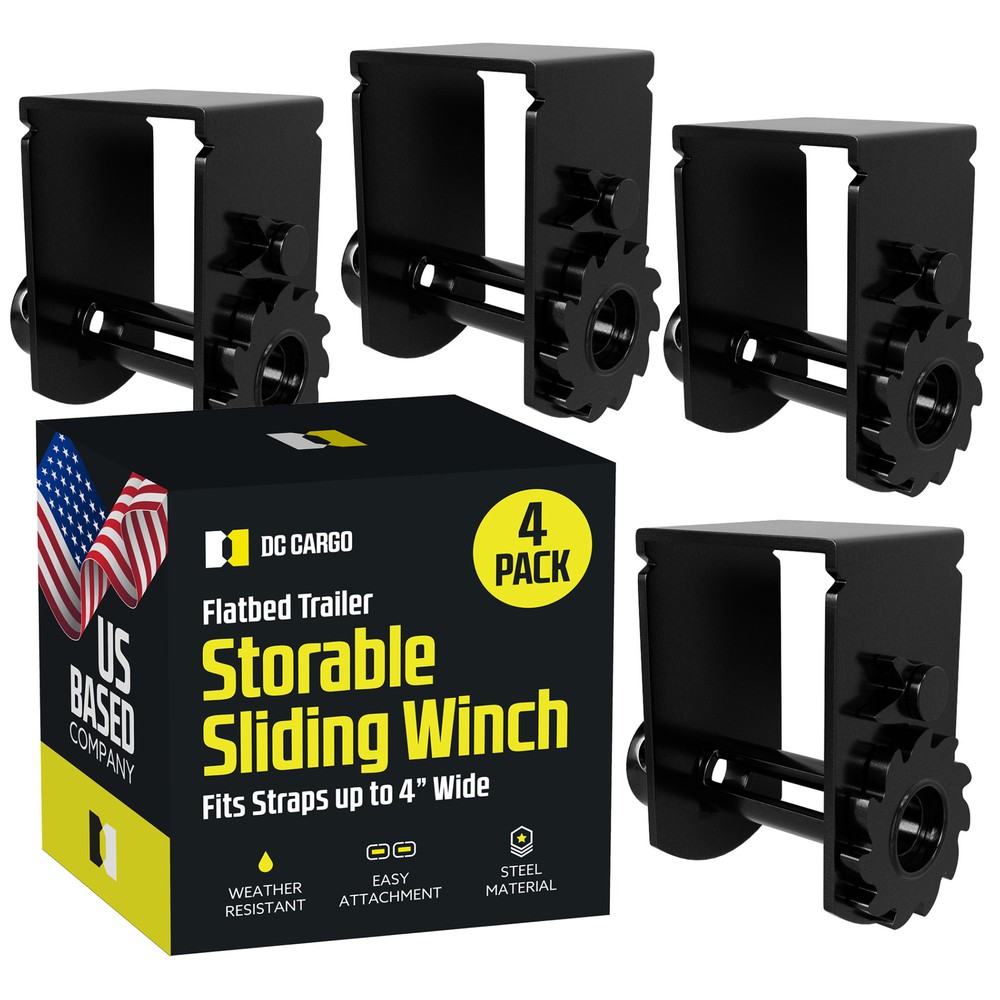 DC Cargo Flatbed Sliding Winch, Storable, 4-pack