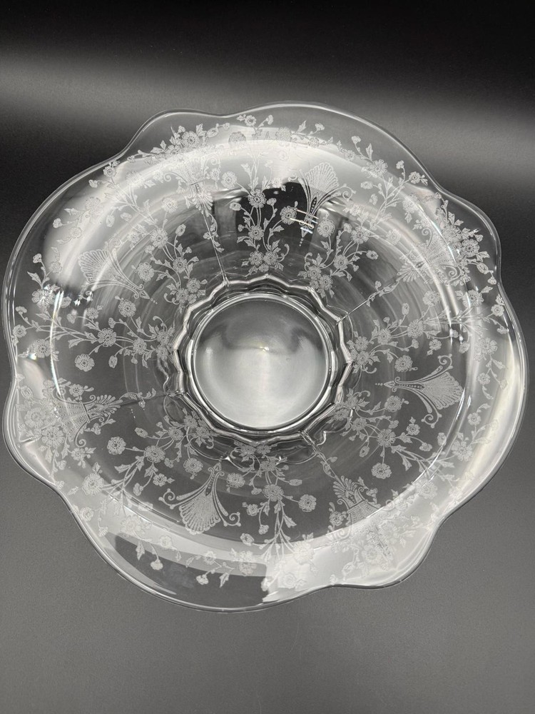 Vintage Duncan & Hiller Crystal Footed Console Bowl – “First Love” Pattern
