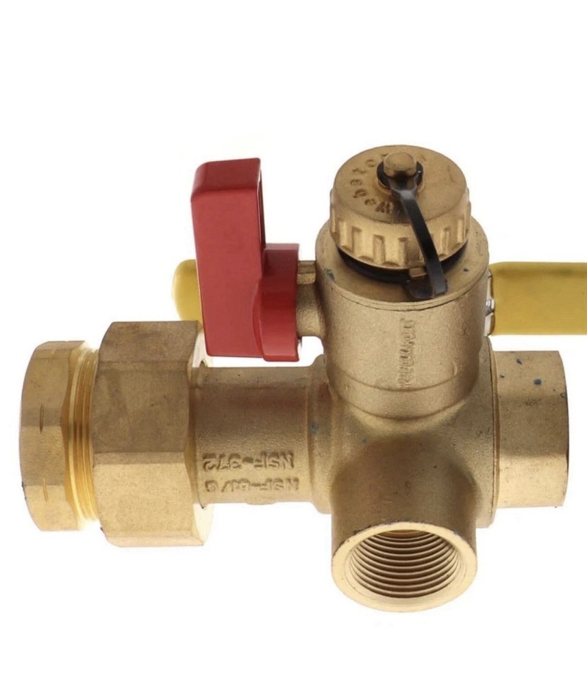 Webstone 3/4” HOT Brass Ball Valve & Pressure Relief for Tankless Water Heater
