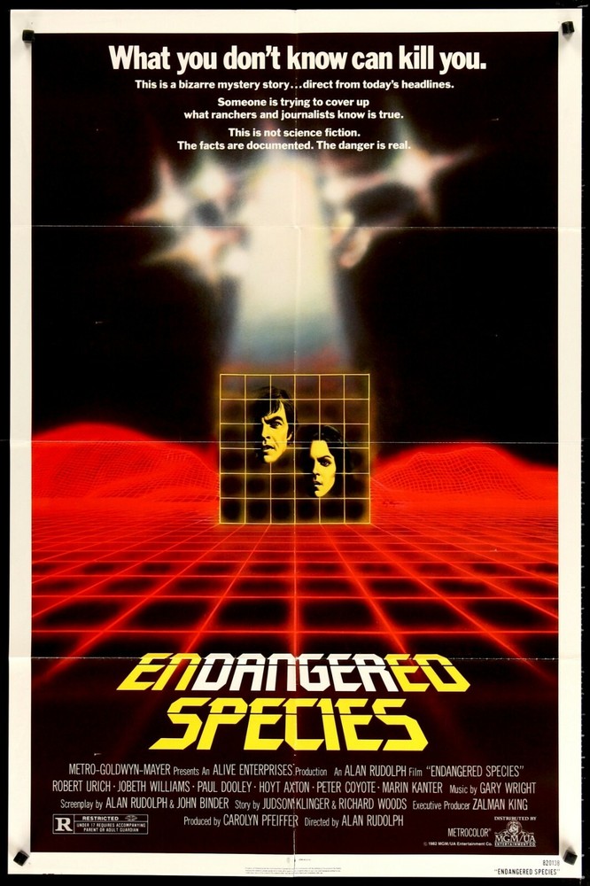 ENDANGERED SPECIES / Alan Rudolph 1981 Screenplay, cattle killings Robert Urich