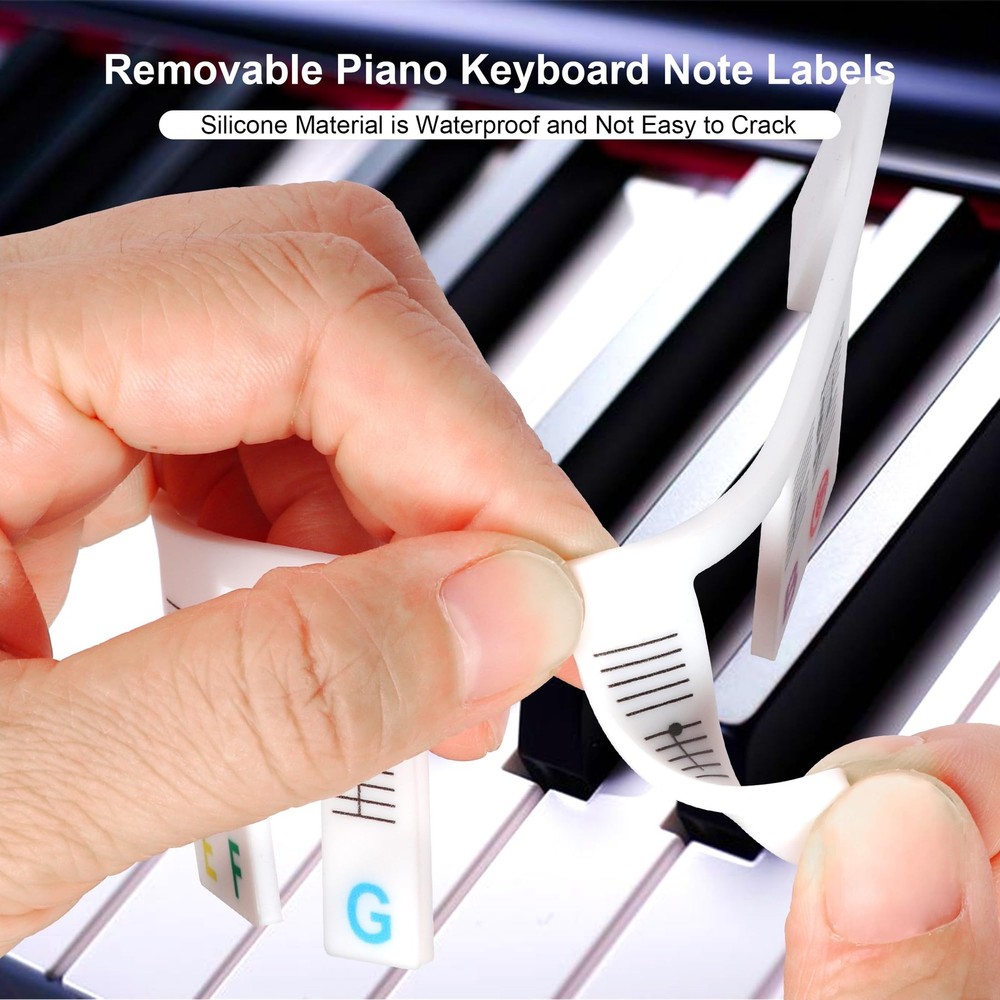 Piano Keyboard Note Labels - Removable Multi-Color Strips for Beginners